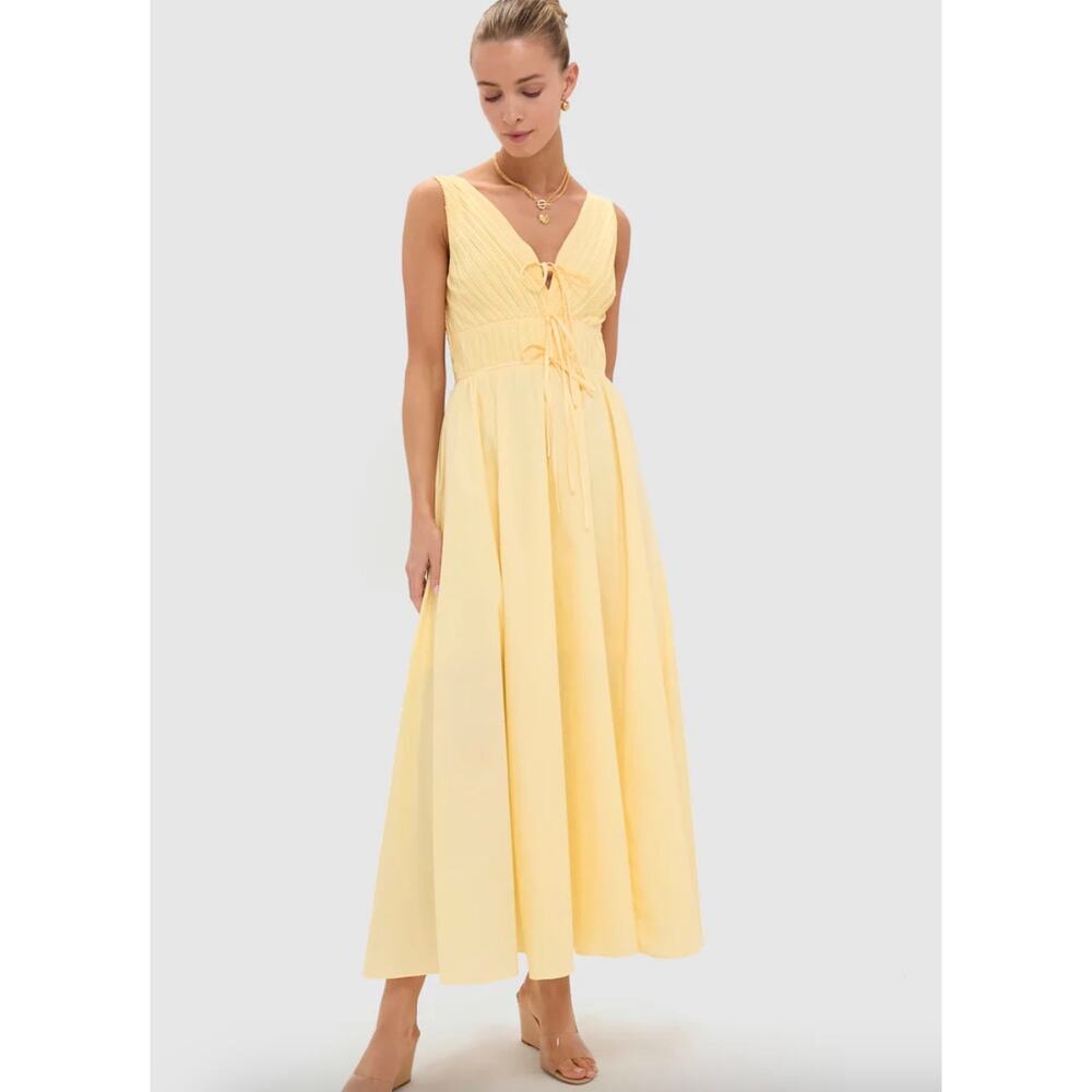 Moon River Yellow Asymmetrical Maxi Dress